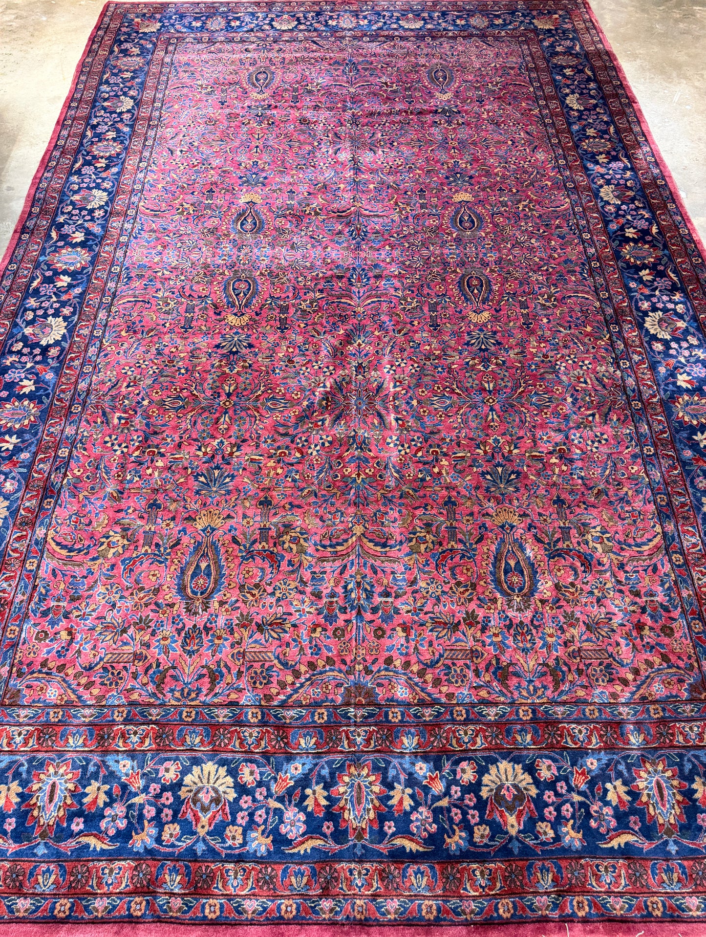 10’4”x16’4” Antique Hand-Knotted Fine Manchester Wool Persian Kashan Area Rug