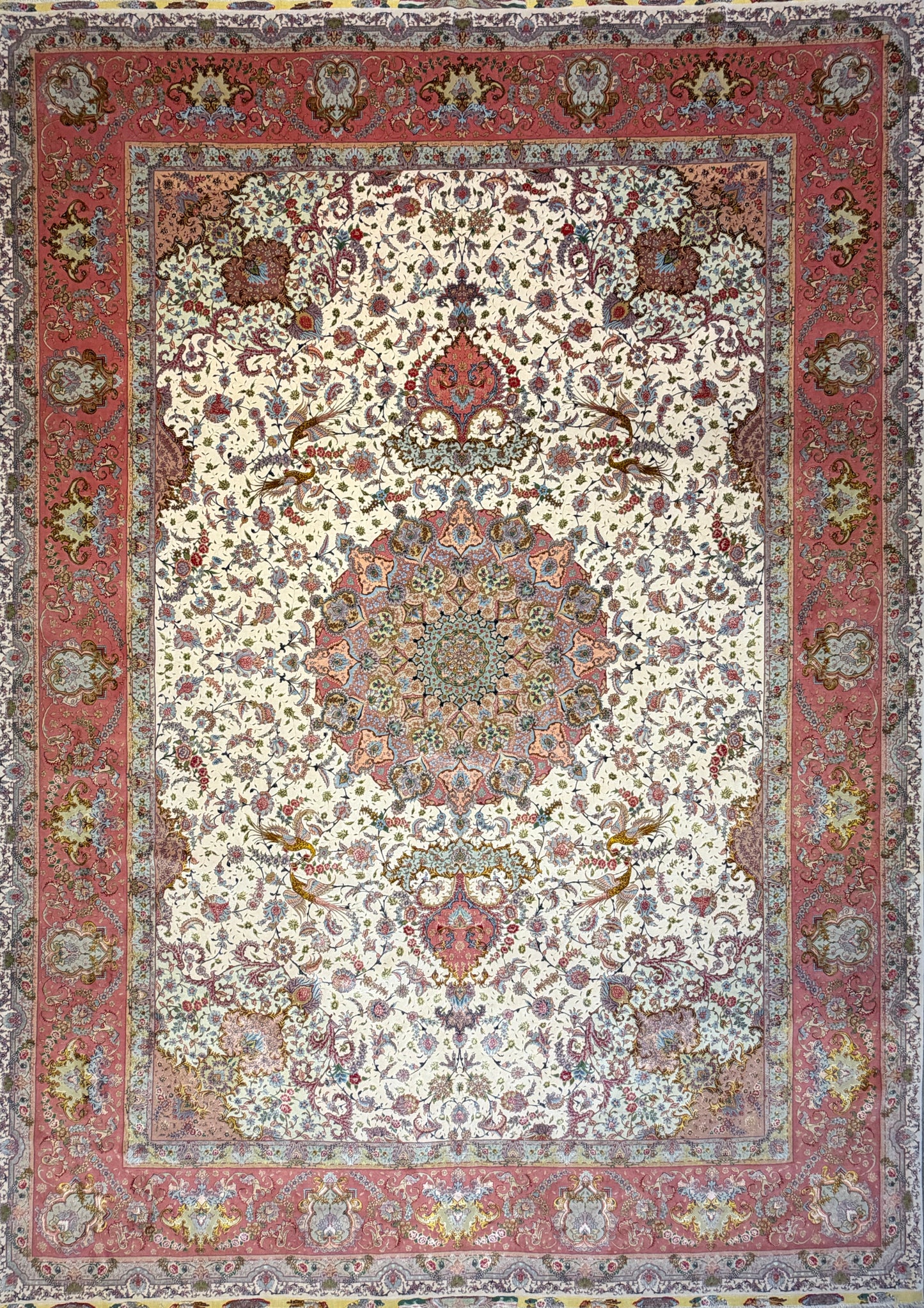9’9”x13’9” Very Fine Hand-Knotted Persian Tabriz 80 Raj Signed Area Rug