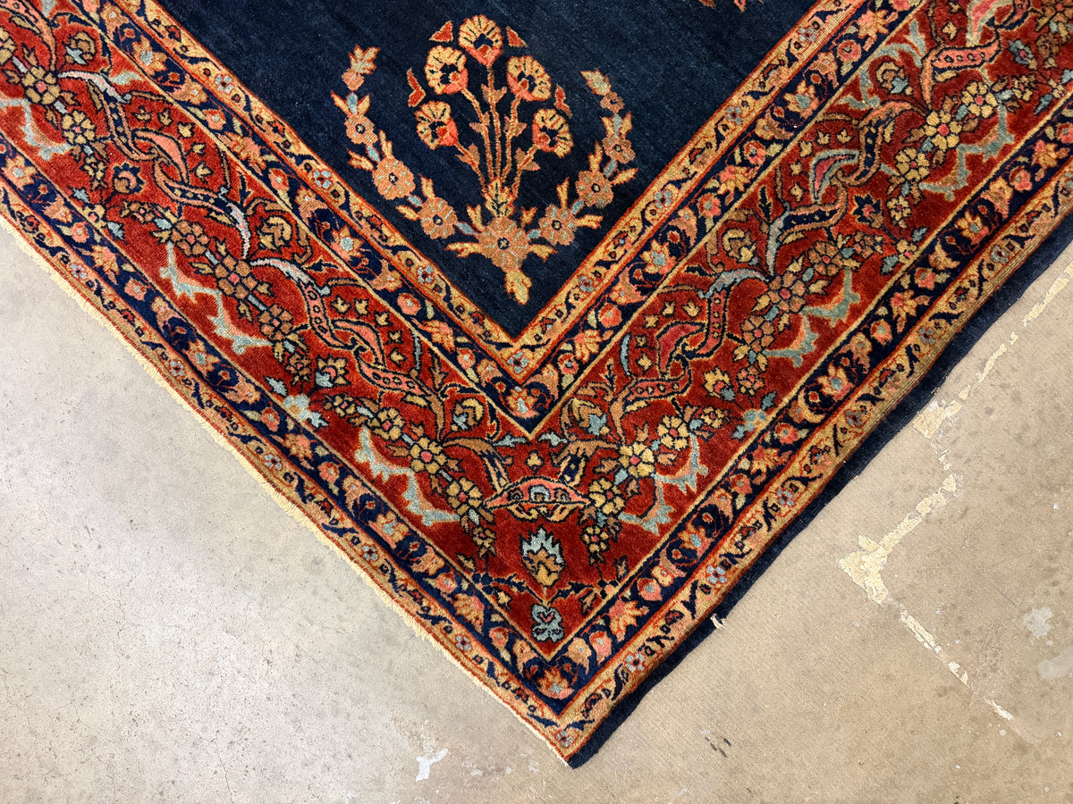 Hand-Knotted Antique Persian Sarouk Rug - 7’9”x9’10”