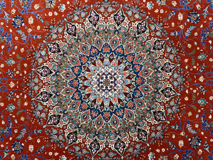 9’8”x13’3” Very Fine Hand-Knotted Persian Tabriz 80 Raj Signed Emad Fakher Area Rug