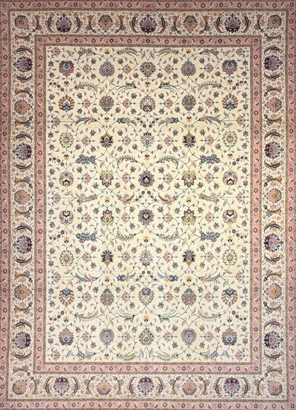 9’9”x13’4” Very Fine Hand-Knotted Persian Tabriz 80 Raj Signed Area Rug