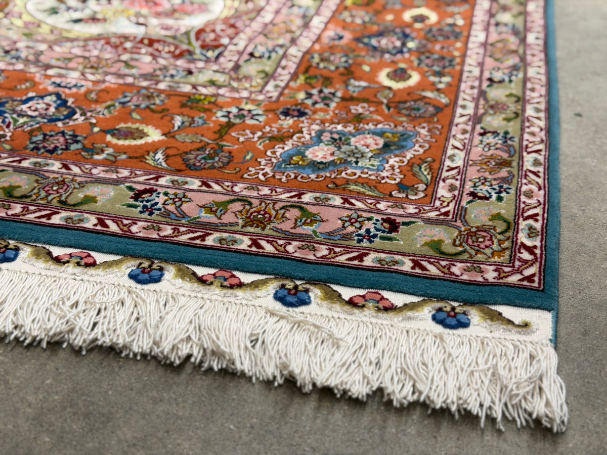 Hand-Knotted 80 Raj Persian Tabriz Rug - Signed Aghazadeh - 5'9"x9'5"