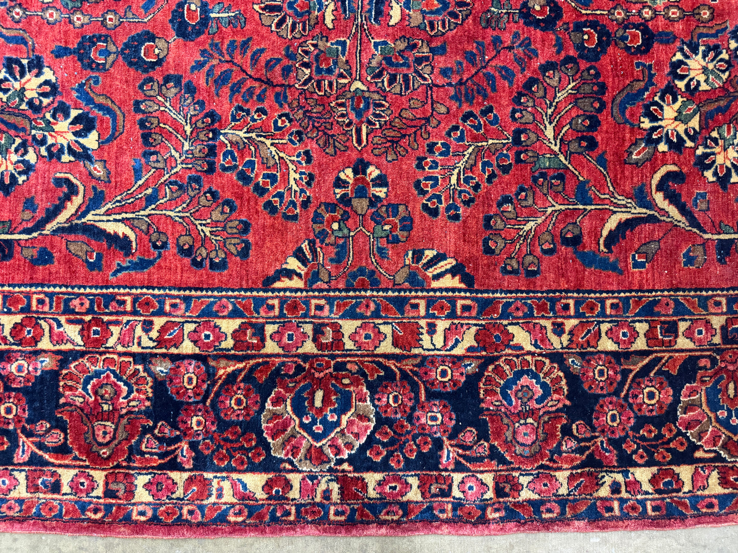 Hand-Knotted Antique Persian Sarouk Rug - 9’x11’7”