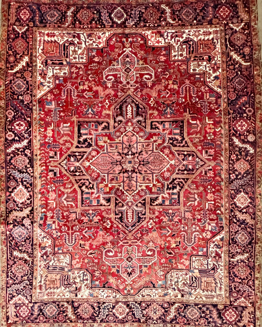 Hand-Knotted Persian Heriz Rug - 8’7”x11’