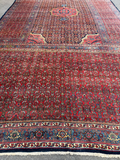 12’10”x20’3” Rare Palace Size Hand-Knotted Triclinium Bidjar Persian Area Rug