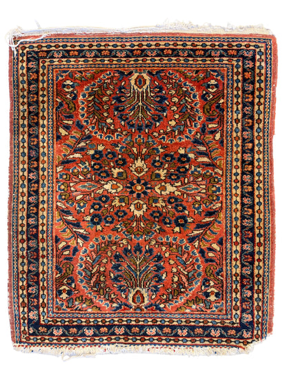 Hand-Knotted Persian Sarouk Rug - 2’x2’4”