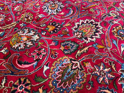 11’6”x16’5” Hand-Knotted Very Fine Wool Persian Mashad Signed Area Rug Handmade