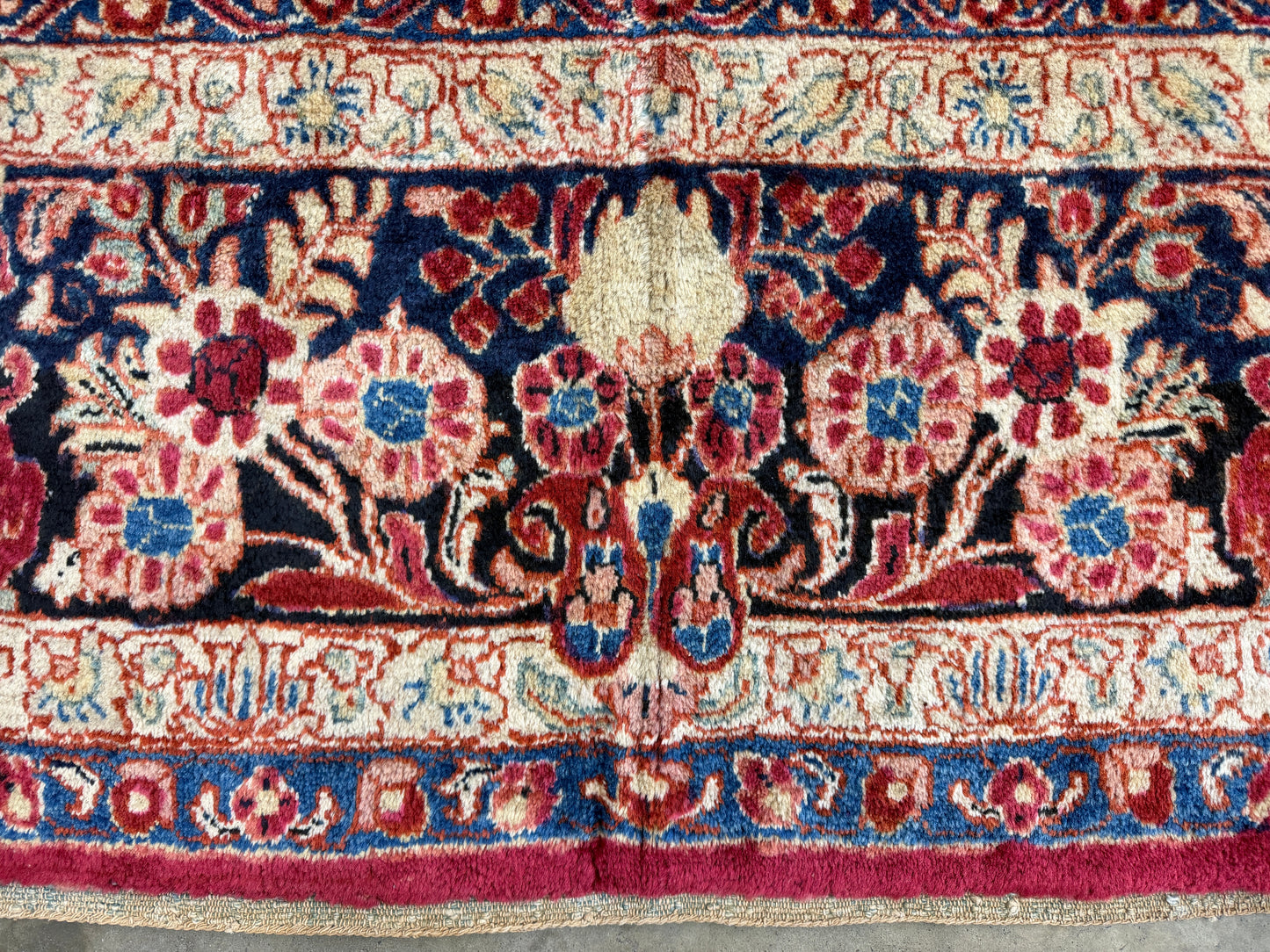 8’8”x11’6” Antique Hand-Knotted Wool Sarouk Persian Rug 8x11 Red Handmade Carpet