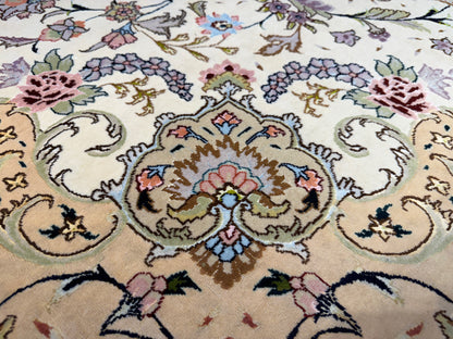 9’8”x13’8” Very Fine Hand-Knotted Persian Tabriz 80 Raj Area Rug