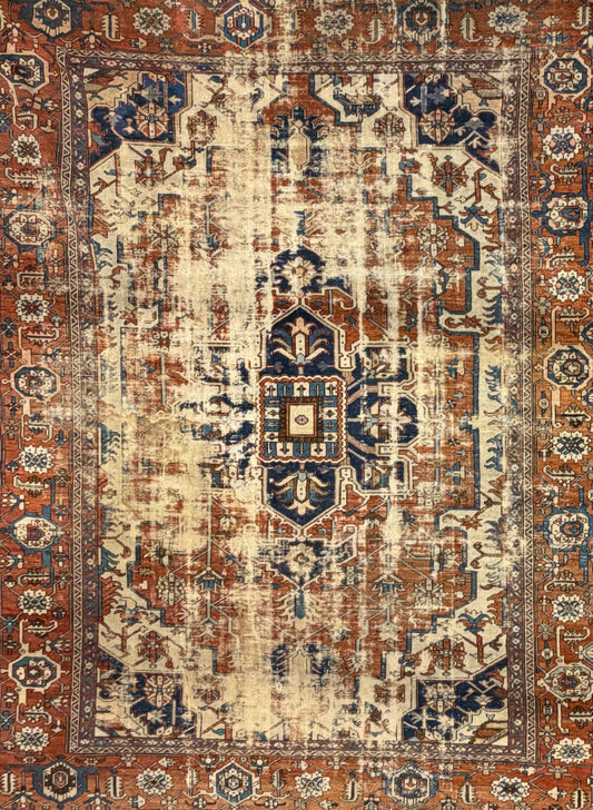 Hand-Knotted Antique Persian Heriz Serapi Rug - 10’5”x12’8”