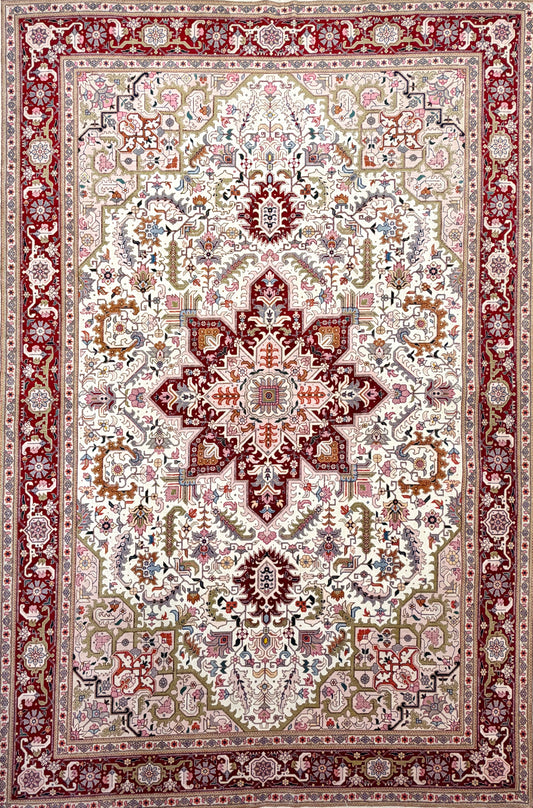 Hand-Knotted 60 Raj Persian Tabriz Heriz Rug - 6'8"x10'