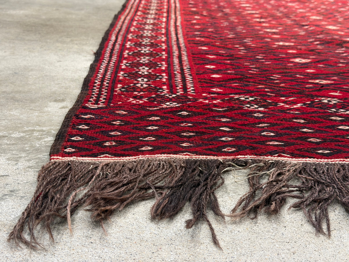 Antique Flatweave Turkaman Rug - 6’9”x13’