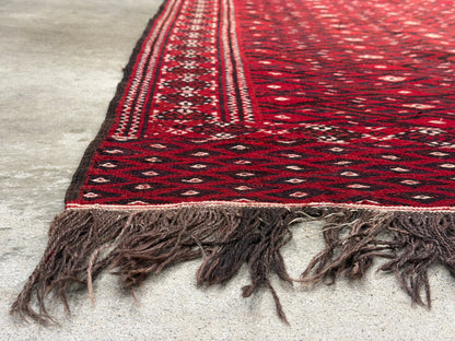 Antique Flatweave Turkaman Rug - 6’9”x13’