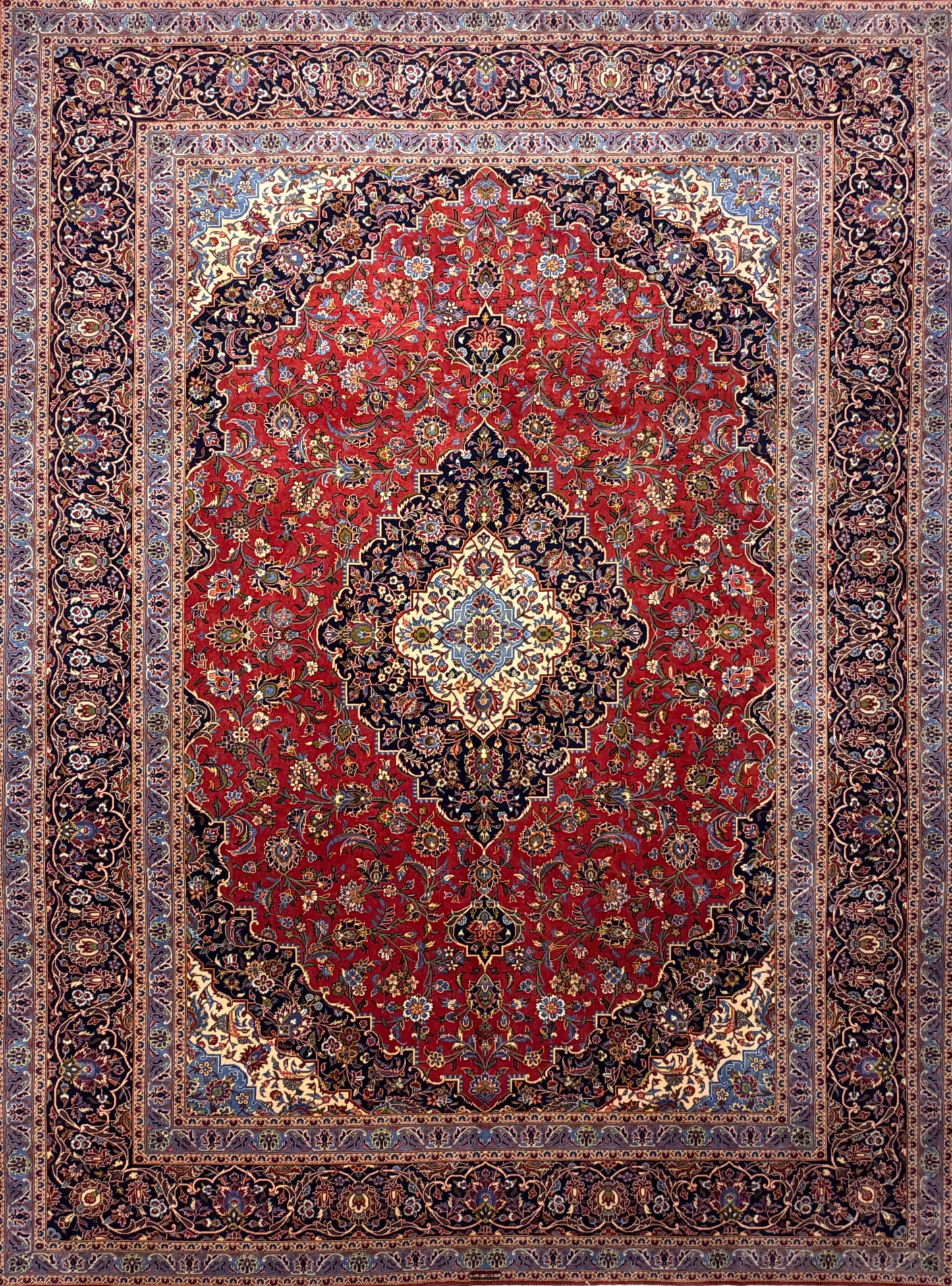 Hand-Knotted Persian Kashan Rug - 9’11”x13’