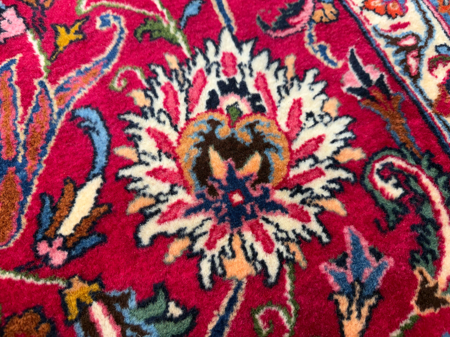 11’6”x16’5” Hand-Knotted Very Fine Wool Persian Mashad Signed Area Rug Handmade