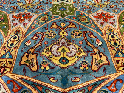 9’10”x13’2” Fine Hand-Knotted Kork Wool Persian Tabriz Rug Handmade All-over Area Carpet