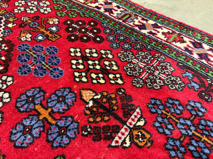 4’2”x13’3” Hand-Knotted Wool Joshaghan Persian Runner 4x13 Handmade Red Carpet