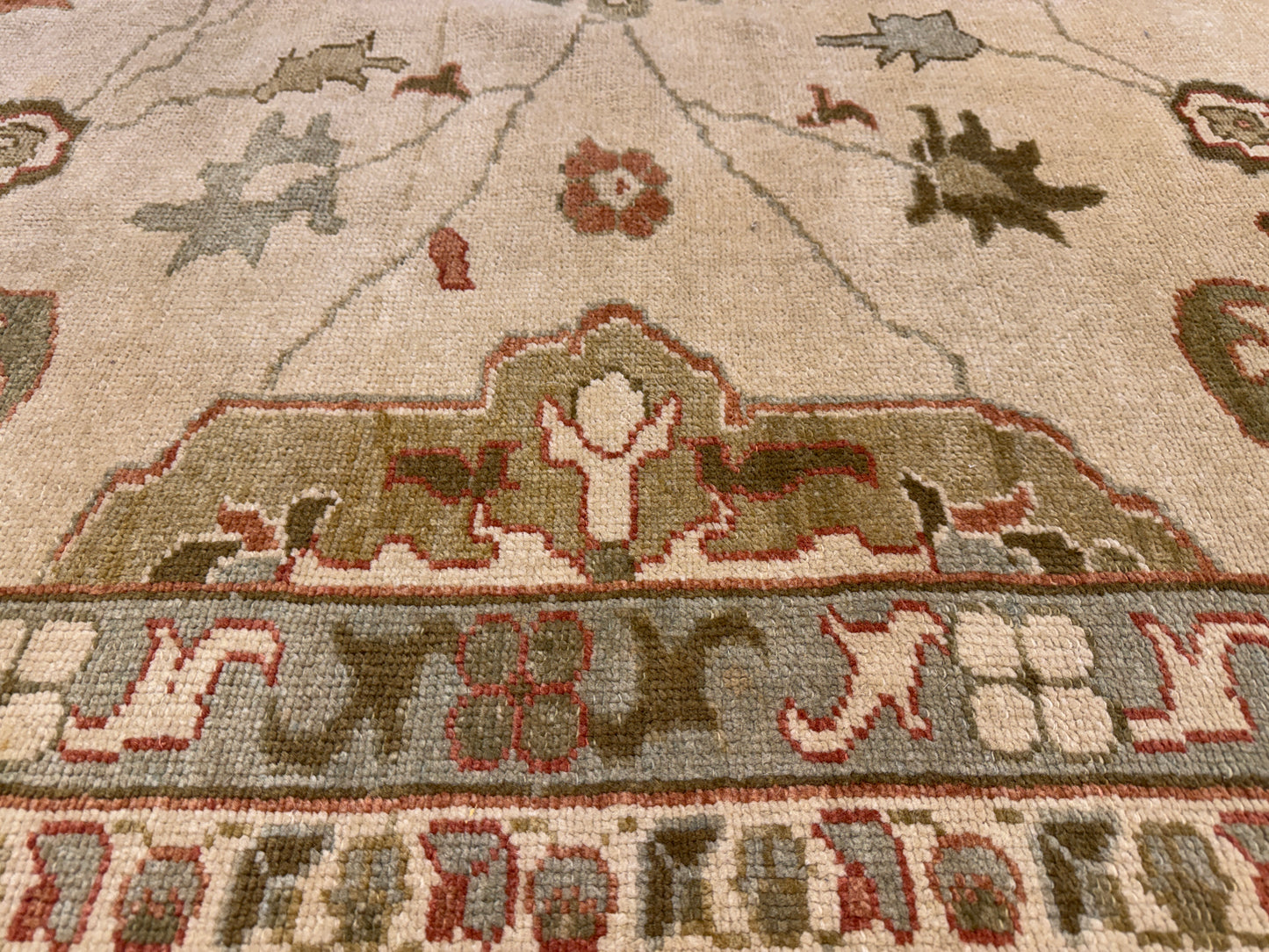 13’1”x16’2” Hand-Knotted Wool Oushak Area Rug Handmade All-over Carpet