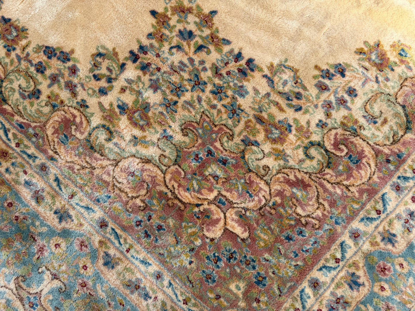 9’8”x19’ Antique Hand-Knotted Wool Persian Kerman Area Rug