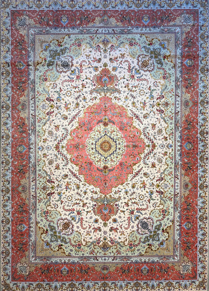 11’4”x16’2” Very Fine Hand-Knotted Persian Tabriz 80 Raj Signed Area Rug