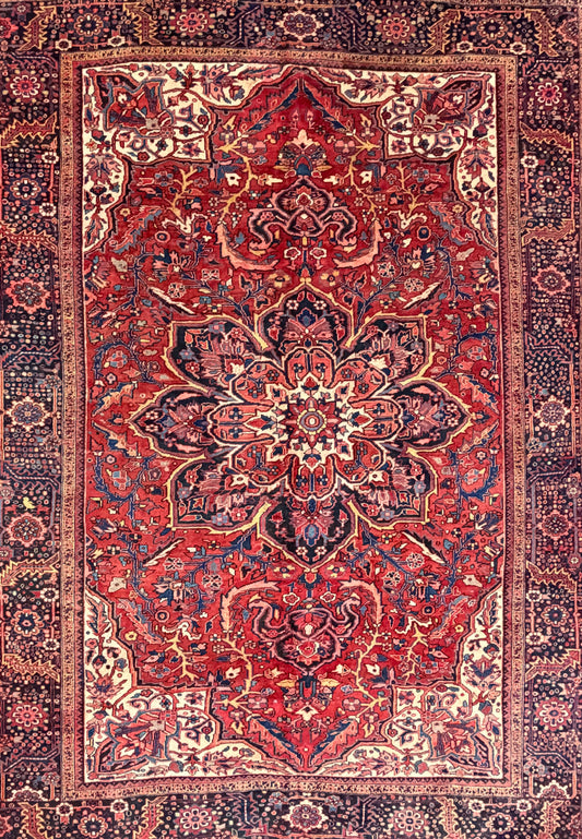Hand-Knotted Persian Heriz Rug - 9’8”x13’2”