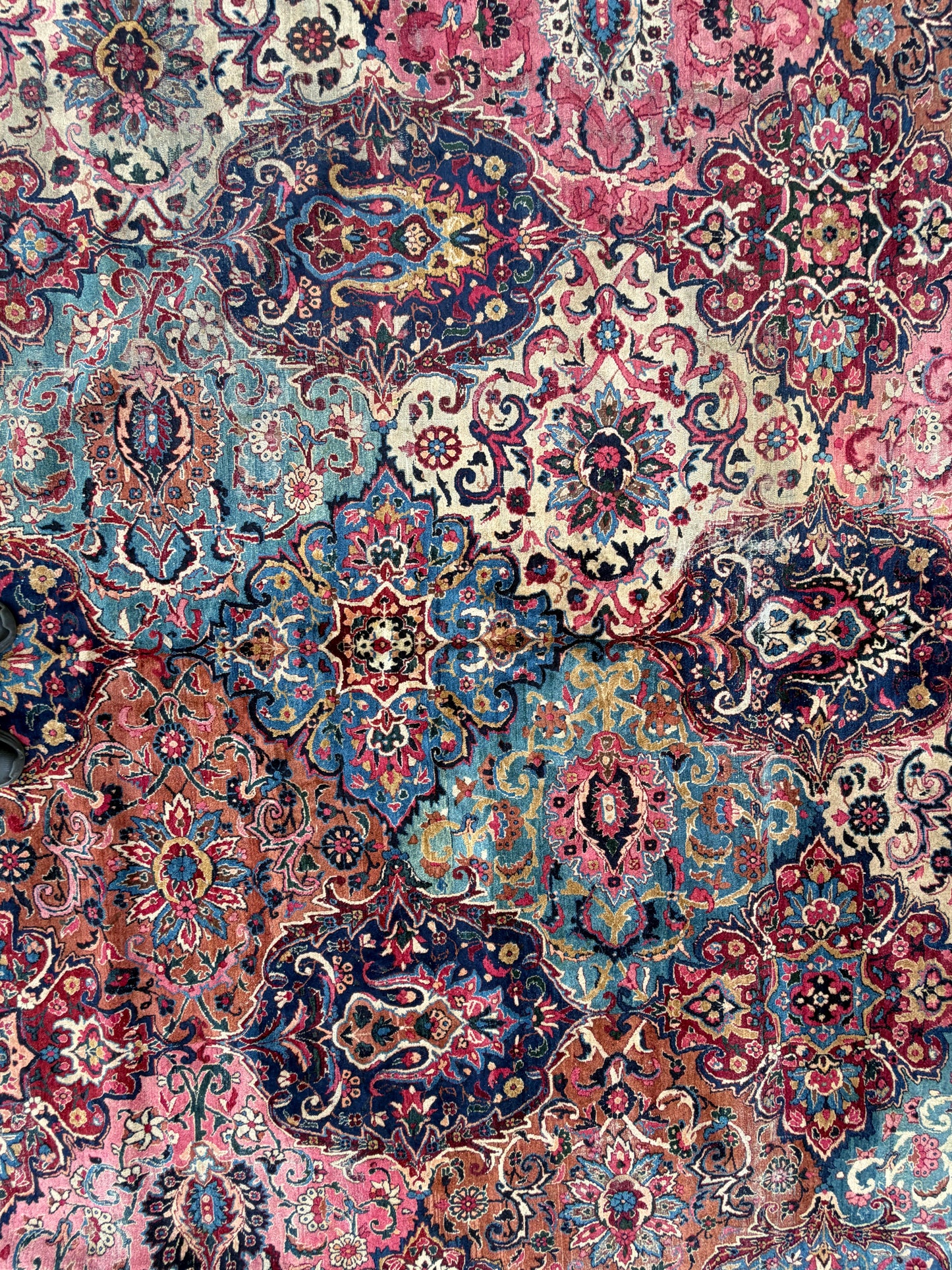 13’6”x21’10” Antique Hand-Knotted Very Fine Wool Persian Kerman Area Rug