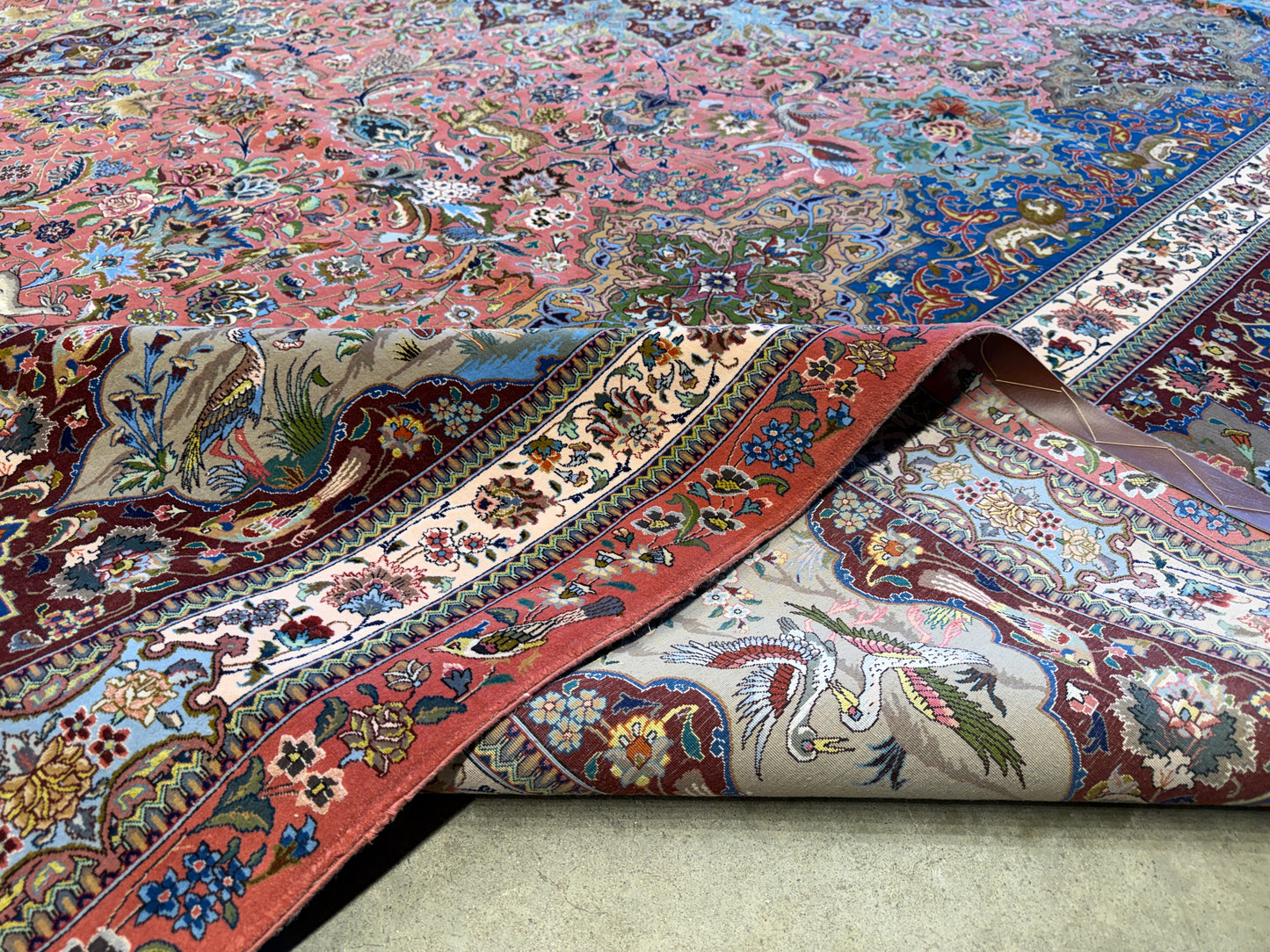 11’7”x17’2” Very Fine Hand-Knotted Signed Persian Tabriz Pictorial Area Rug