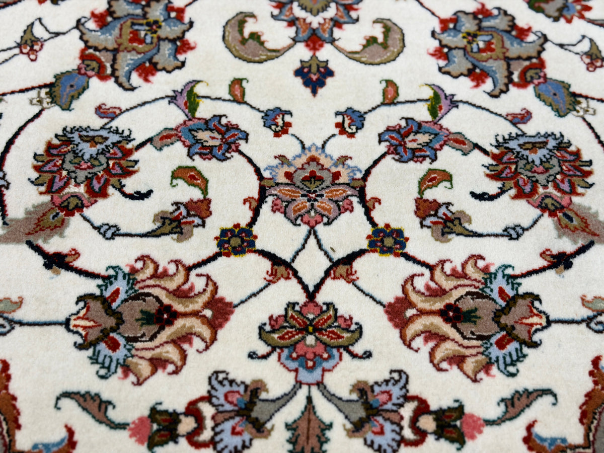 Hand-Knotted 60 Raj Persian Tabriz Rug - 6'2"x9'3"