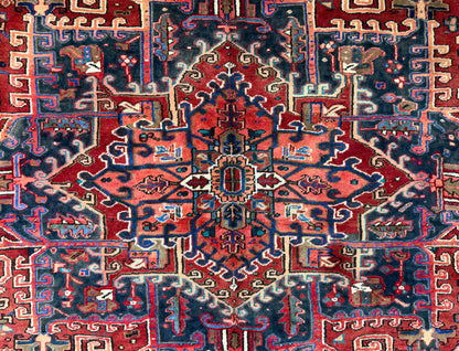 Hand-Knotted Persian Heriz Rug - 9’1”x11’11”