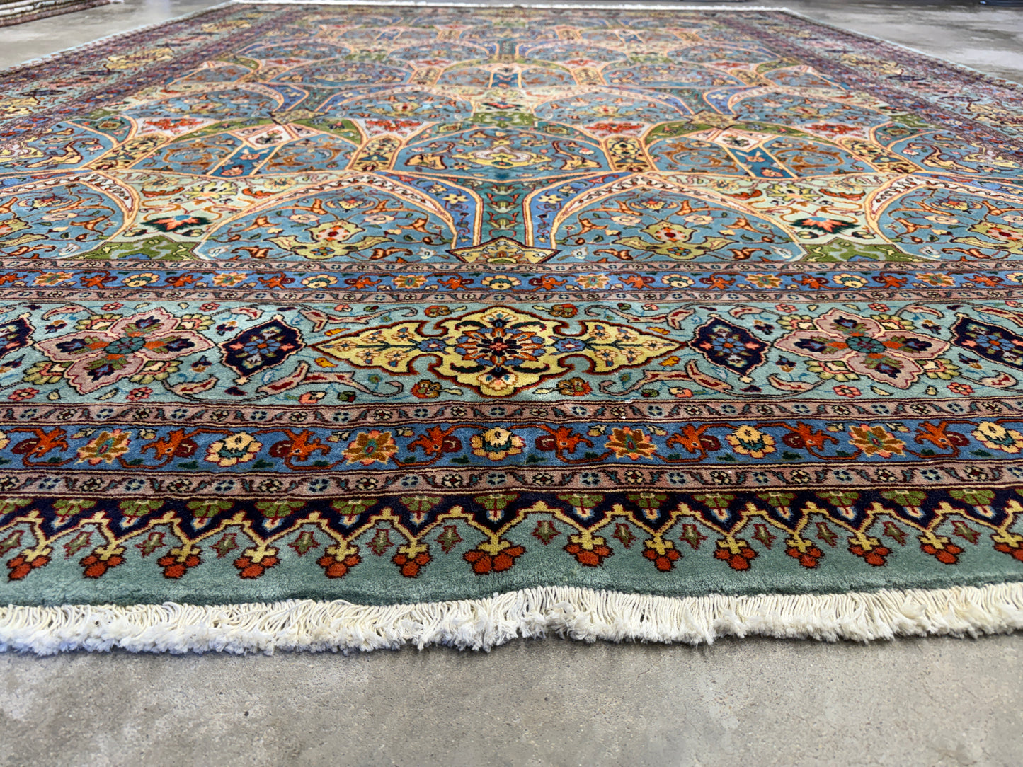 9’10”x13’2” Fine Hand-Knotted Kork Wool Persian Tabriz Rug Handmade All-over Area Carpet