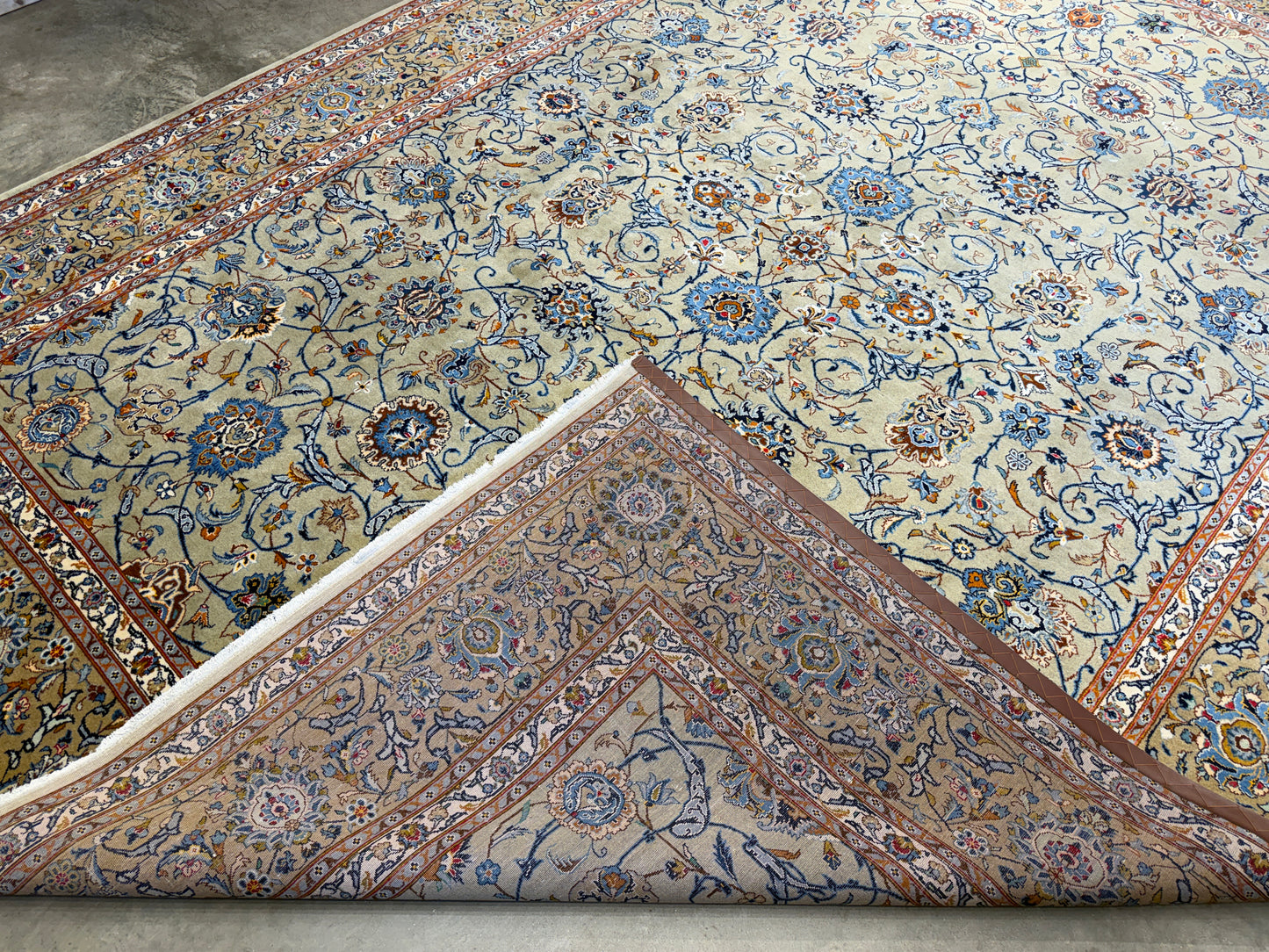 Hand-Knotted Persian Kashan Rug - 9’9”x13’8”