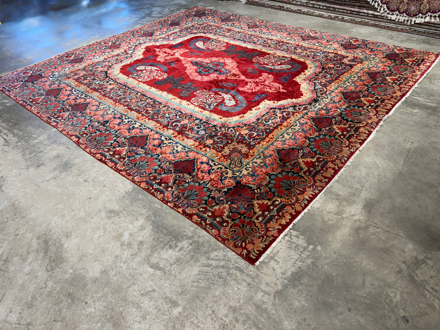 11’7”x12’10” Hand-Knotted Persian Sarouk Area Rug