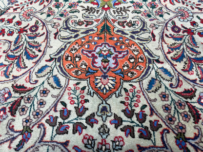 9’11”x13’5” Hand-Knotted Fine Wool Persian Kashan Area Rug