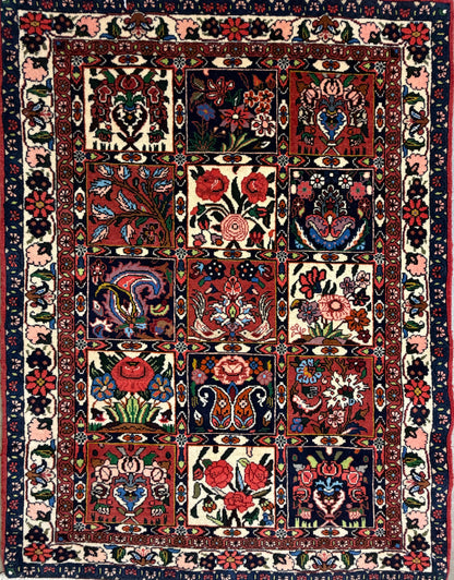 3’5”x5’2” Hand-Knotted Wool Bakhtiari Persian Rug 3x5 Red Handmade Carpet