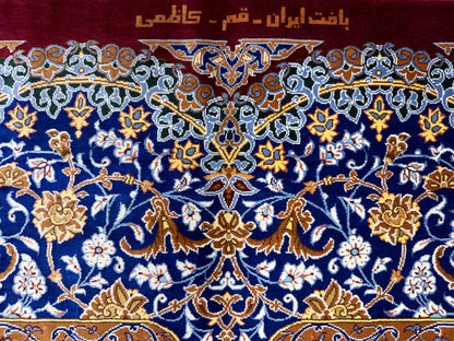 Luxurious Hand-Knotted 100% Silk Persian Qum Rug - Signed Kazemi - 6'6"x10'