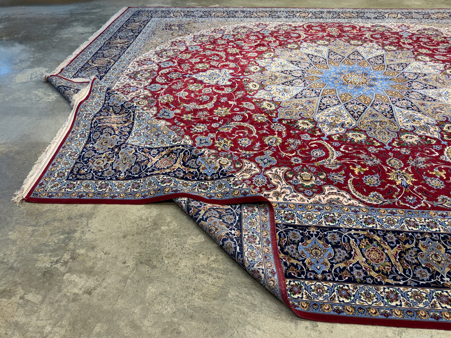 13’x16’10” Hand-Knotted Persian Isfahan Signed Asachi Area Rug