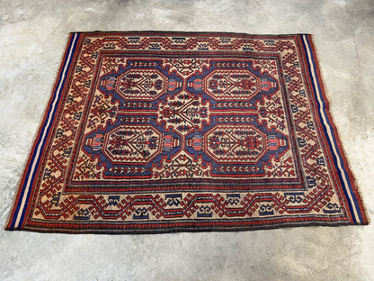 4’8”x5’10” Hand-Knotted Wool Flatweave Oriental Area Rug