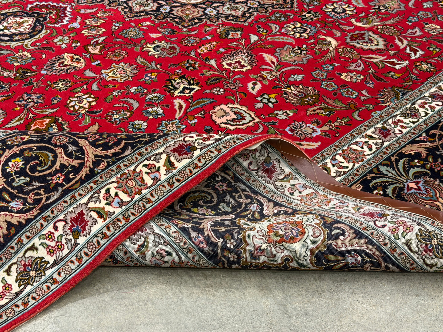 Hand-Knotted 60 Raj Persian Tabriz Rug - 9’9”x13’3”