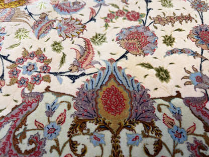 9’9”x13’9” Very Fine Hand-Knotted Persian Tabriz 80 Raj Signed Area Rug