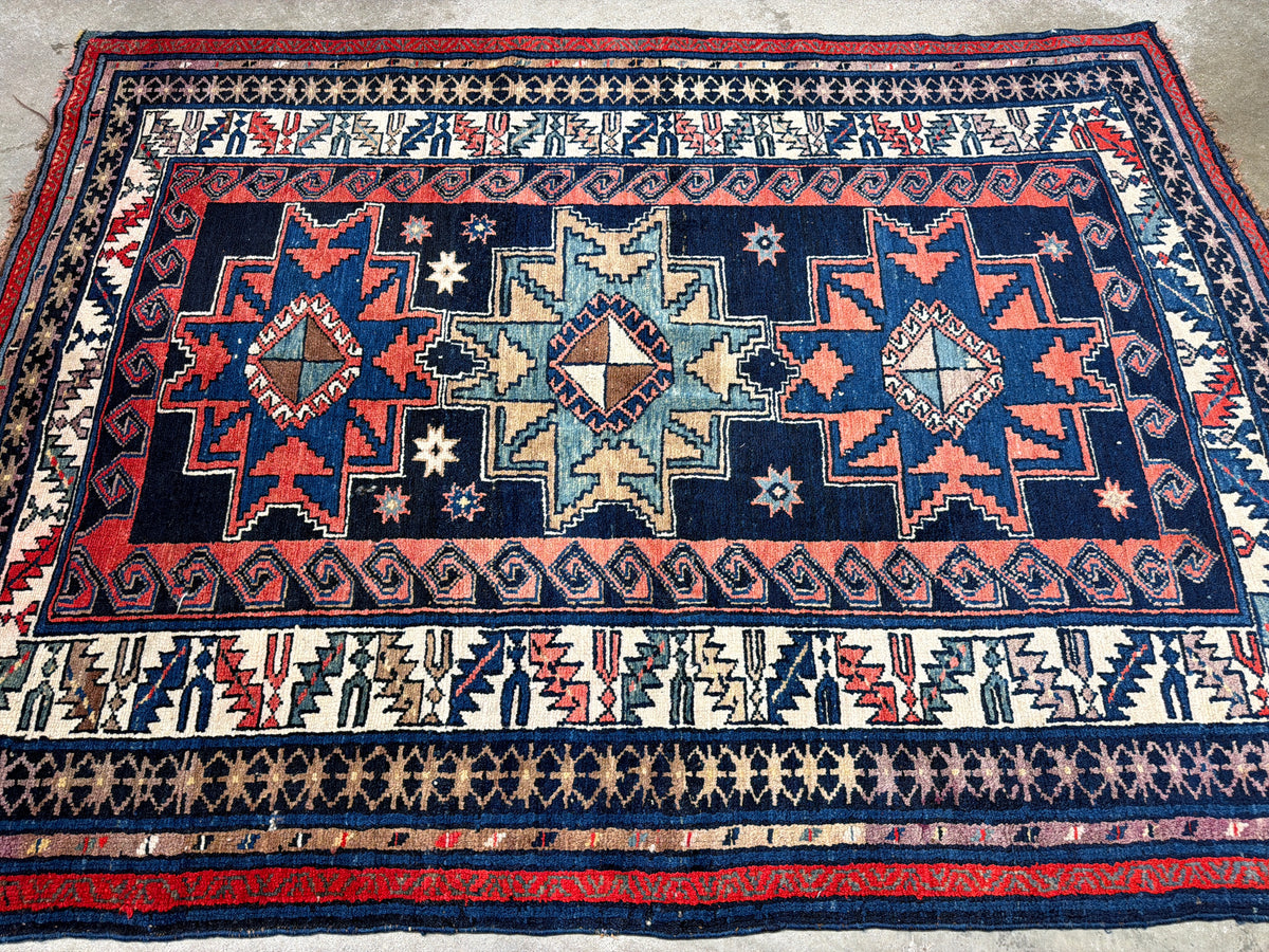 Antique Hand-Knotted Kazak Rug - 4’2”x5’6”