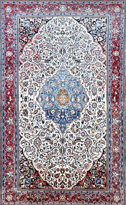 Hand-Knotted Persian Sarouk Rug - 4’5”x6’11”
