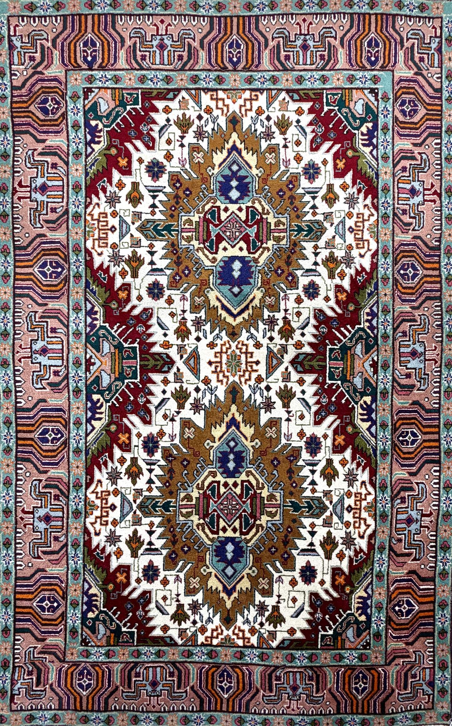 Hand-Knotted Persian Tabriz Heriz Rug - 3’3”x5’3”