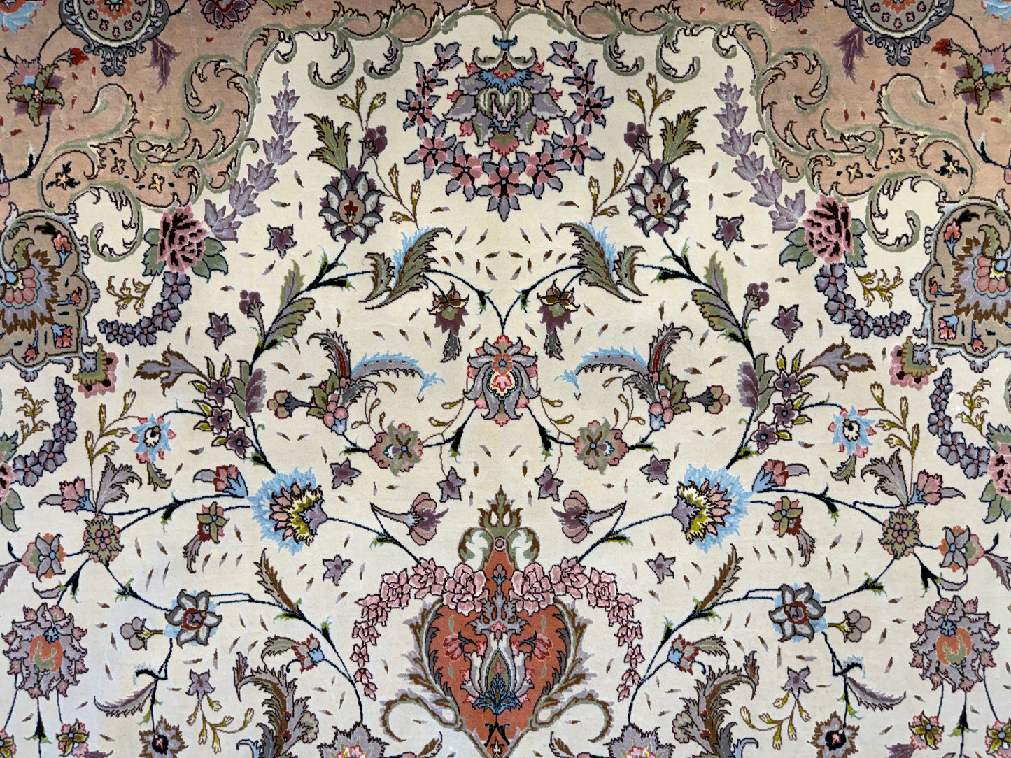 9’8”x13’8” Very Fine Hand-Knotted Persian Tabriz 80 Raj Area Rug