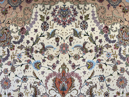 9’8”x13’8” Very Fine Hand-Knotted Persian Tabriz 80 Raj Area Rug