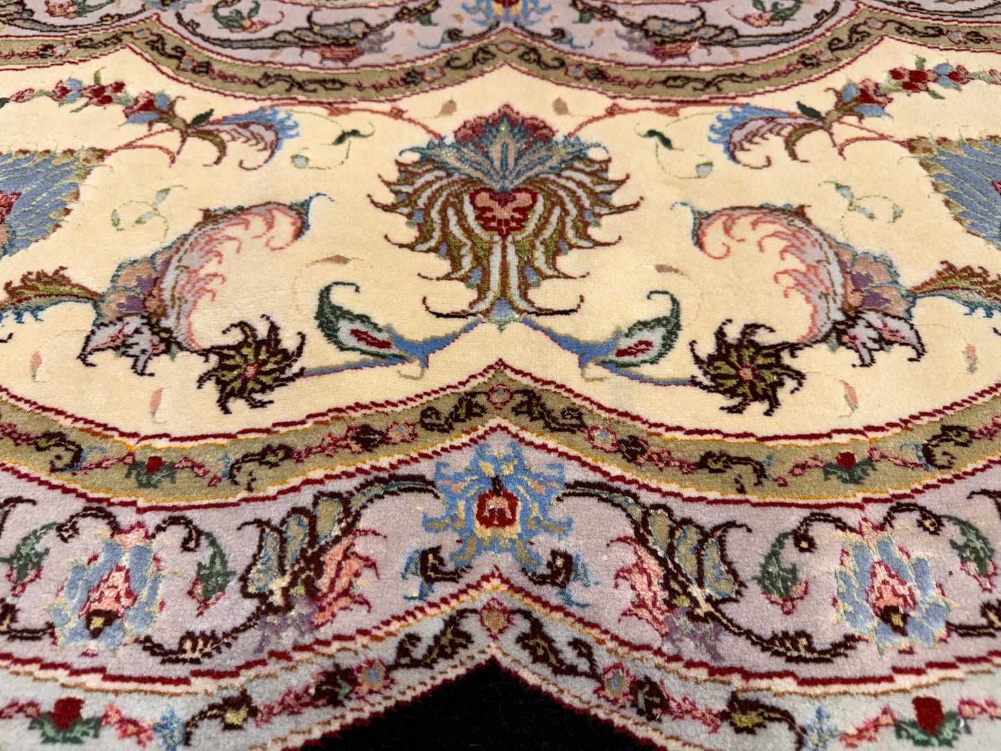 10’ Diameter Very Fine Hand-Knotted Wool & Silk Round Tabriz Persian Rug - 10x10 Handmade Carpet