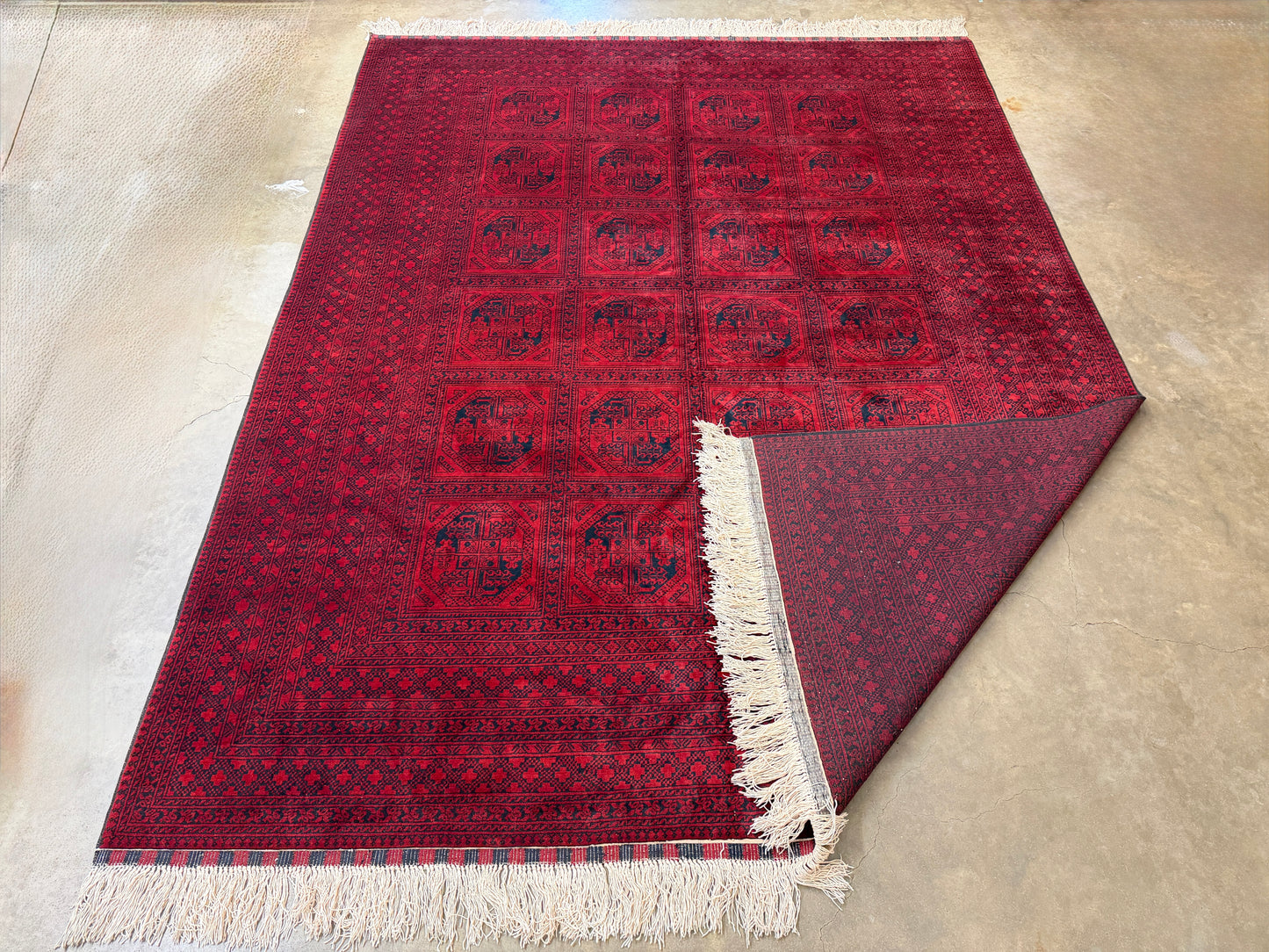 10’x14’ Hand-Knotted Wool Afghan Khalmohammadi Rug 10x14 Red All-Over Handmade Carpet