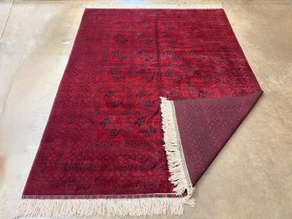 10’x14’ Hand-Knotted Wool Afghan Khalmohammadi Rug 10x14 Red All-Over Handmade Carpet
