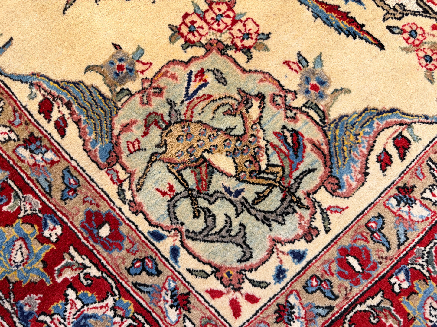 Hand-Knotted Antique Persian Qum Rug - 4’6”x7’2”