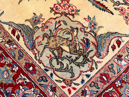 Hand-Knotted Antique Persian Qum Rug - 4’6”x7’2”