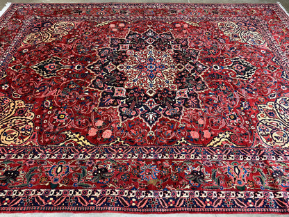 Antique Hand-Knotted Persian Bakhtiari Rug - 10’6”x14’7”